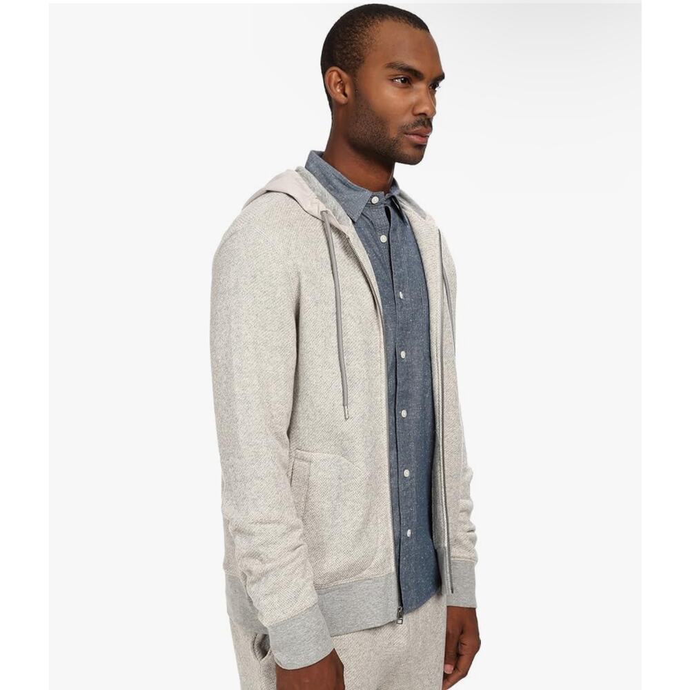 JACK SPADE Men’s Belford Full-Zip Heather Gray Zip front Hoodie Med - Picture 2 of 6
